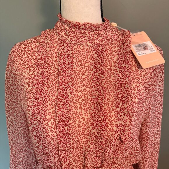 Poeté Chantal Red Floral Ruffle Neck Midi Dress - Picture 5 of 6